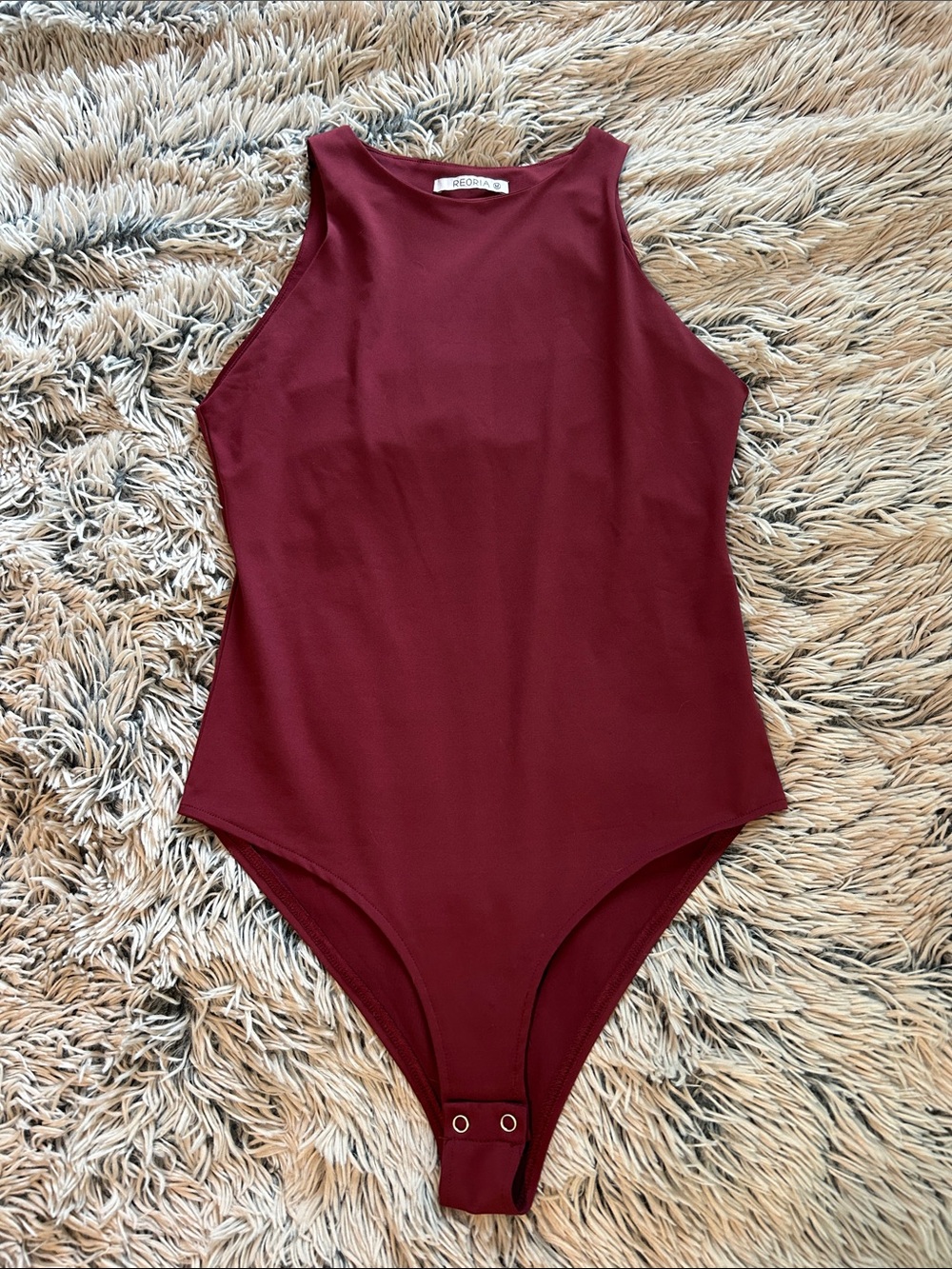 ReoRia Wine Red High Neck Bodysuit